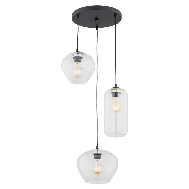 Lampa Wisząca Kalimera 1431 3Xe27 przezroczysta/czarna