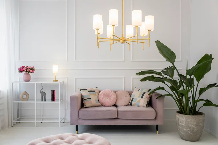 Żyrandol Abruzzo 5051 8Xe14 biały/mosiądz