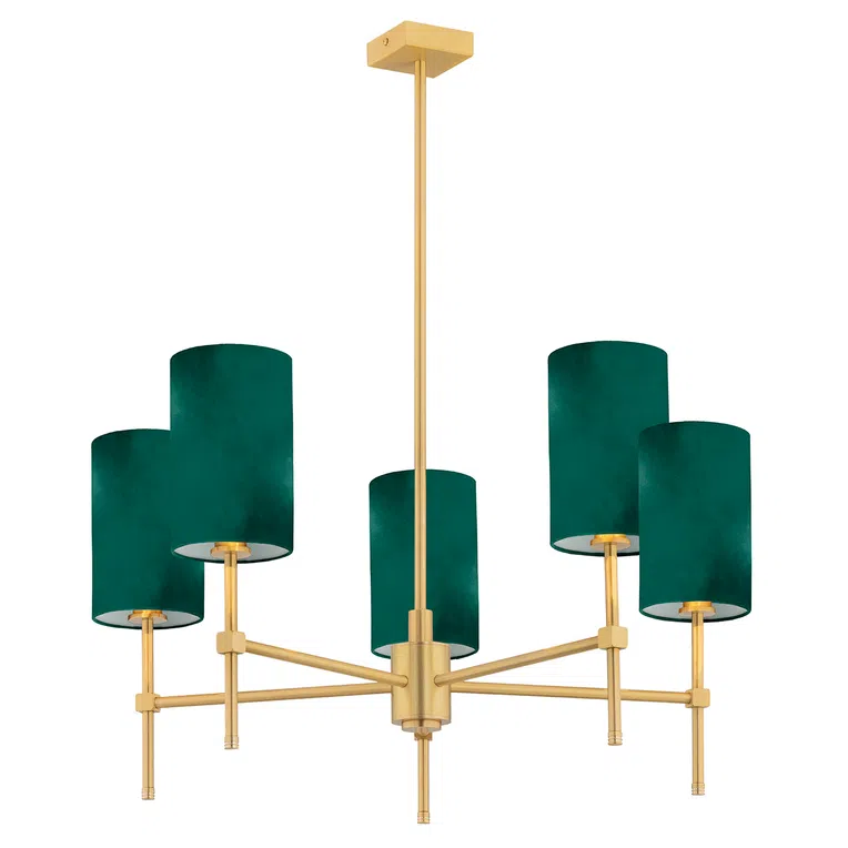 Żyrandol Abruzzo 2147 5Xe14 zielony/mosiądz