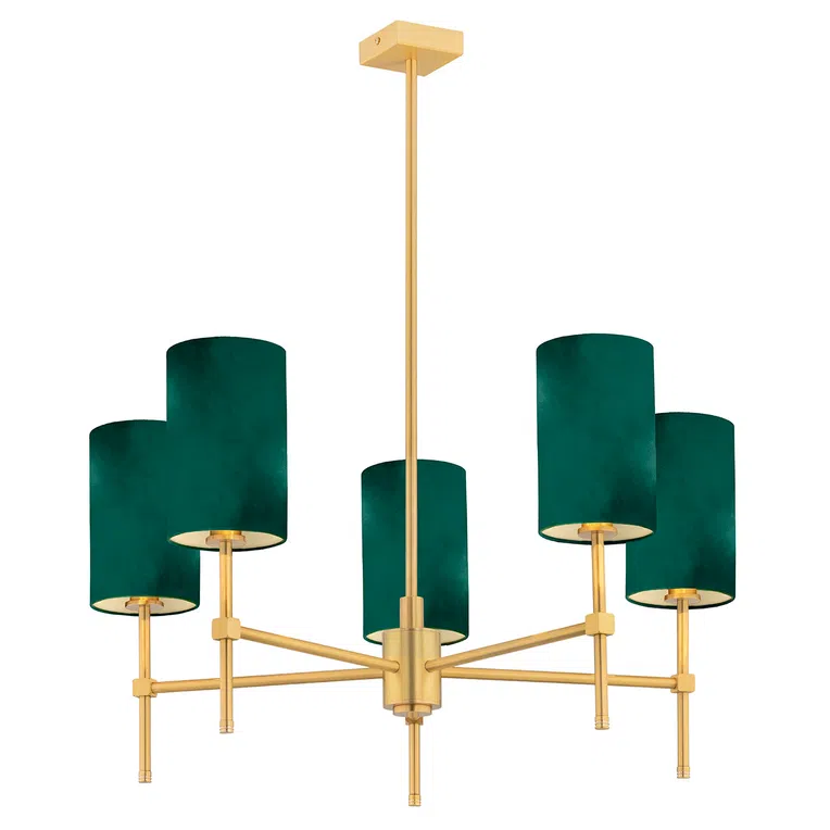 Żyrandol Abruzzo 2147 5Xe14 zielony/mosiądz