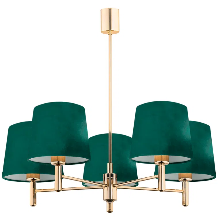 Żyrandol Ponte Plus 2145 5Xe27 zielony/mosiądz