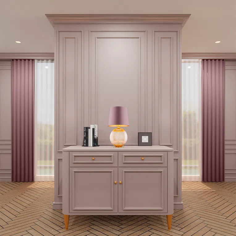 Lampa stołowa Hamilton 1xe27 róż/mosiądz