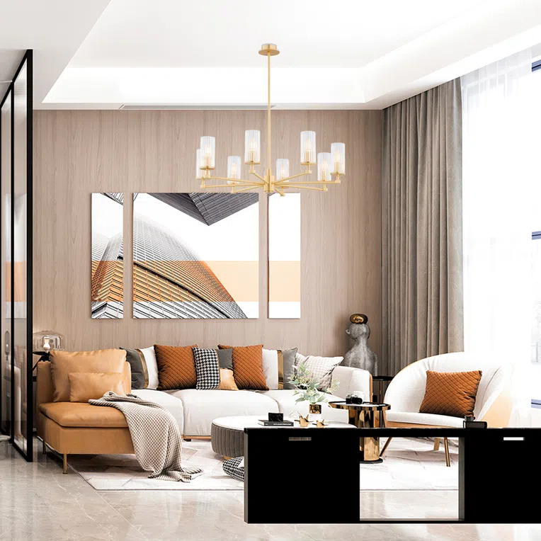 Żyrandol Hampton 8xe14 mosiądz