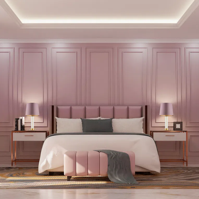 Lampa stołowa Hampton 1xe27 róż/mosiądz