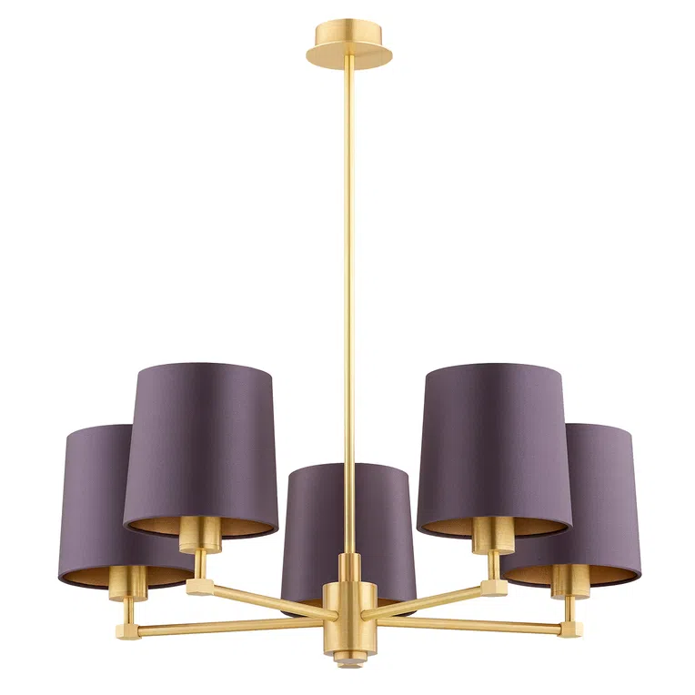 Żyrandol Princeton 5xe27 fioletowy/ mosiądz