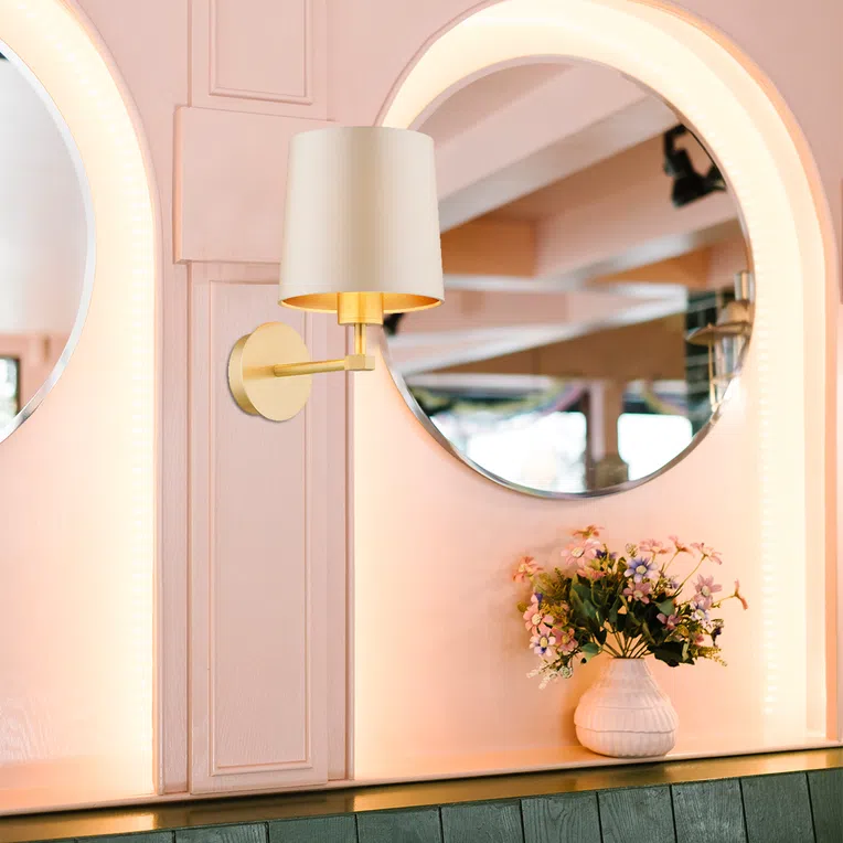 Kinkiet Princeton 1xe27 beż/mosiądz