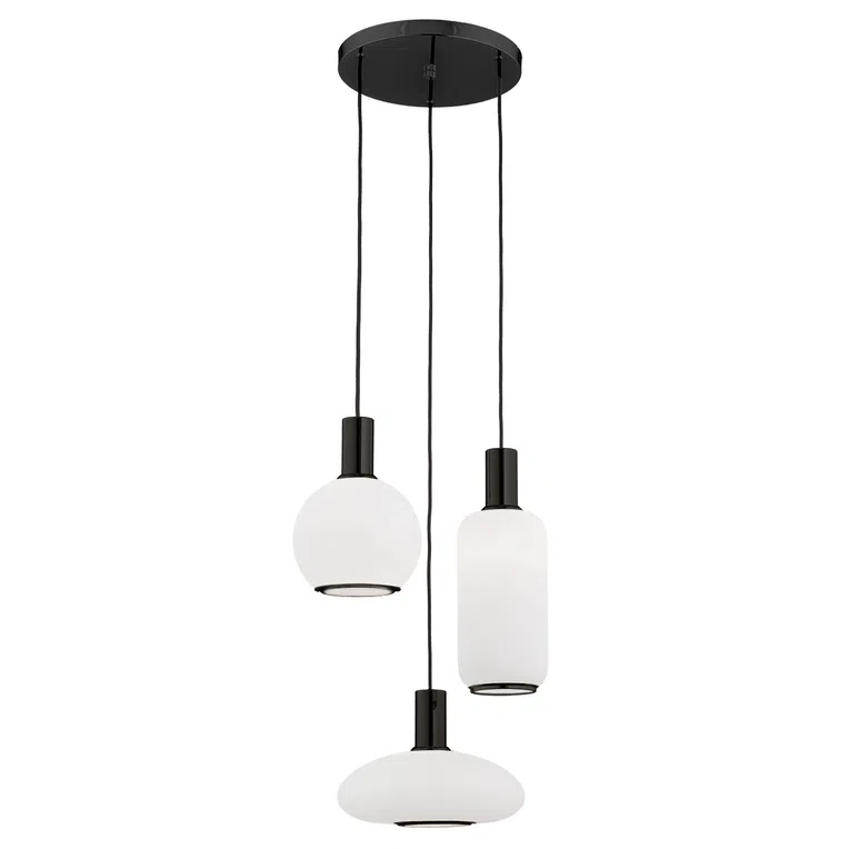 Lampa wisząca Sagunto plus 3xe27 opal/czarny