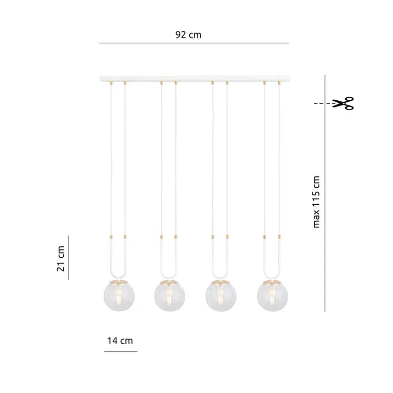 Lampa Wisząca Glam 41116/4 4Xe14 transparentna