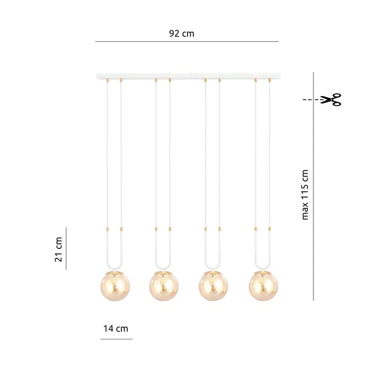 Lampa Wisząca Glam 41117/4 4Xe14 miodowa
