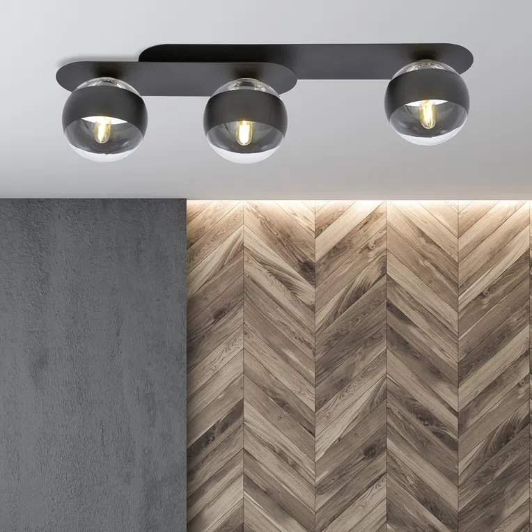 Lampa Sufitowa Plaza 31121/3 3Xe14 transparentna/czarna