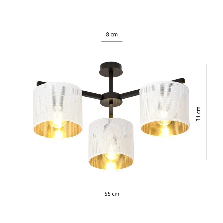 Lampa Sufitowa Jordan 3 1145/3 3Xe27 biała/złota