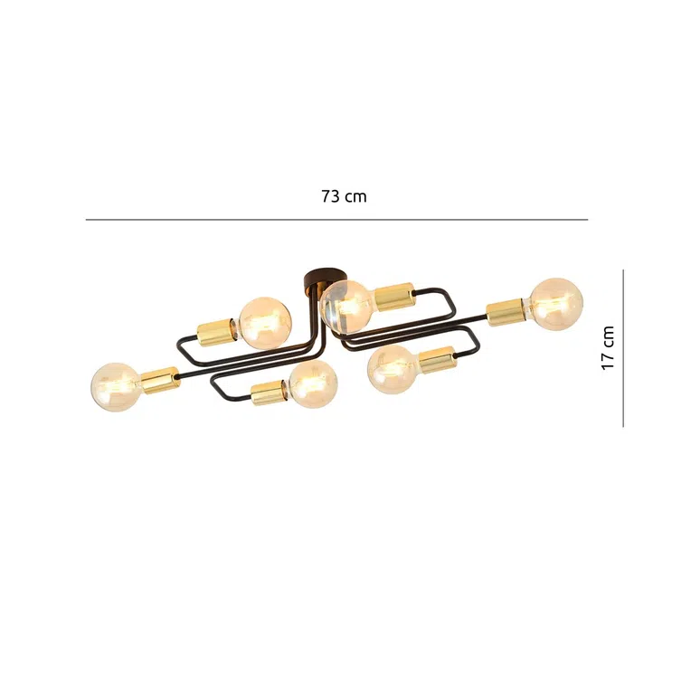 Lampa Sufitowa Veken 6A1175/6A 6Xe27 czarna/złota