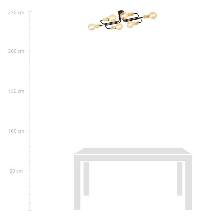 Lampa Sufitowa Veken 6A1175/6A 6Xe27 czarna/złota