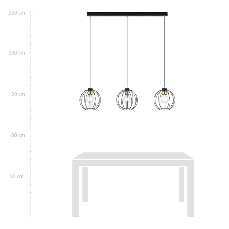 Lampa Wisząca Gino 3 1222/3 3Xe27 czarna