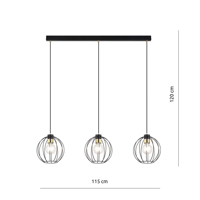 Lampa Wisząca Gino 3 1222/3 3Xe27 czarna
