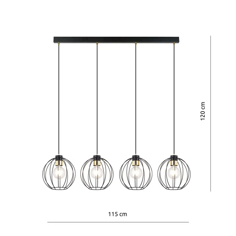 Lampa Wisząca Gino 4 1222/4 4Xe27 czarna