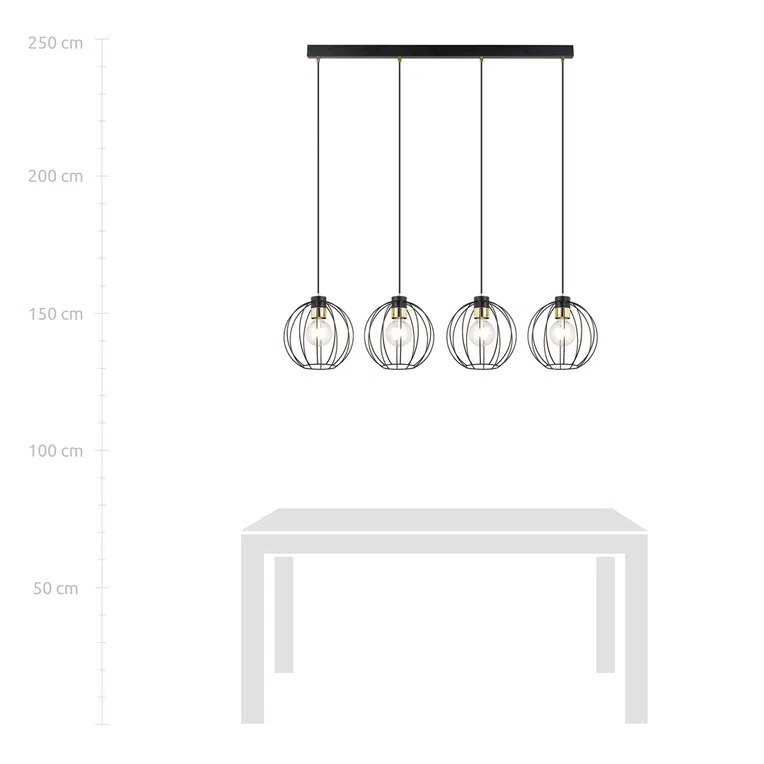 Lampa Wisząca Gino 4 1222/4 4Xe27 czarna