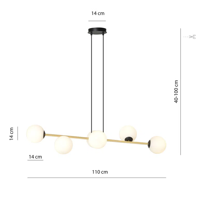 Lampa Wisząca Gravity 6 1241/6 6Xe14 czarna/złota