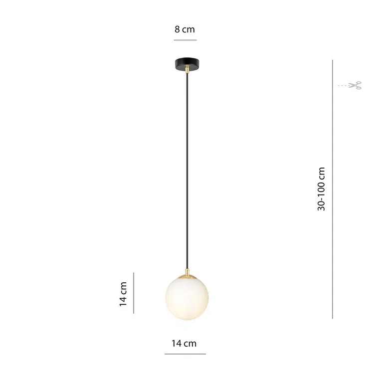 Lampa Wisząca Royal 1 1243/1 1Xe14 czarna/złota