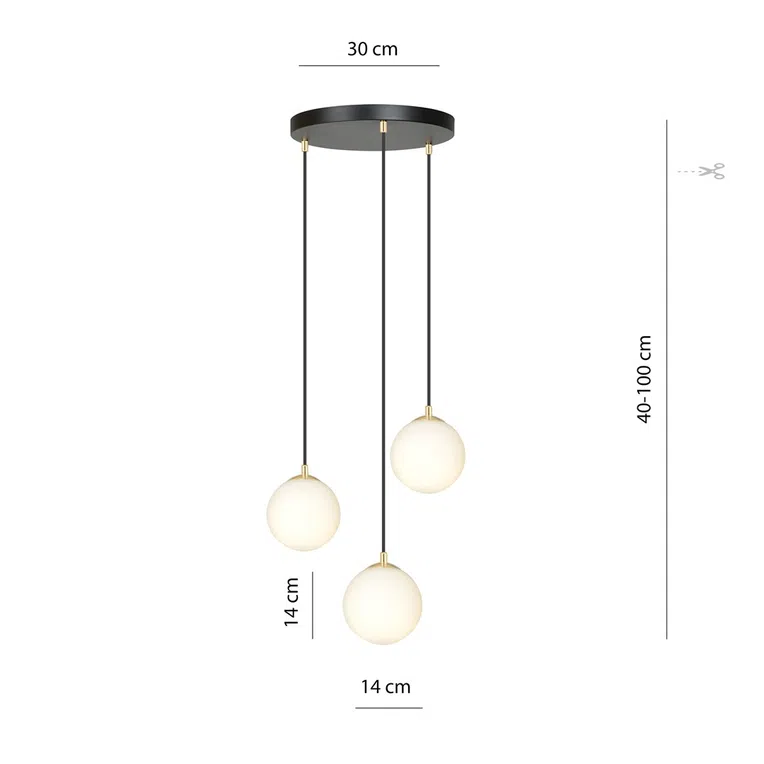 Lampa Wisząca Royal 3 1243/3 3Xe14 czarna/złota