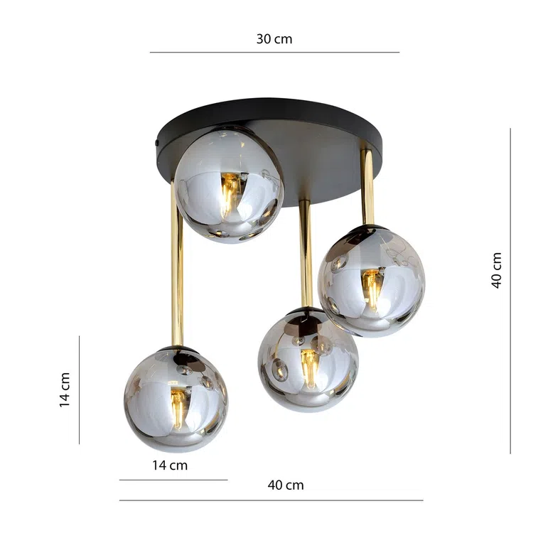 Lampa Sufitowa Dolce 4 1259/4 4Xe14 czarna/złota