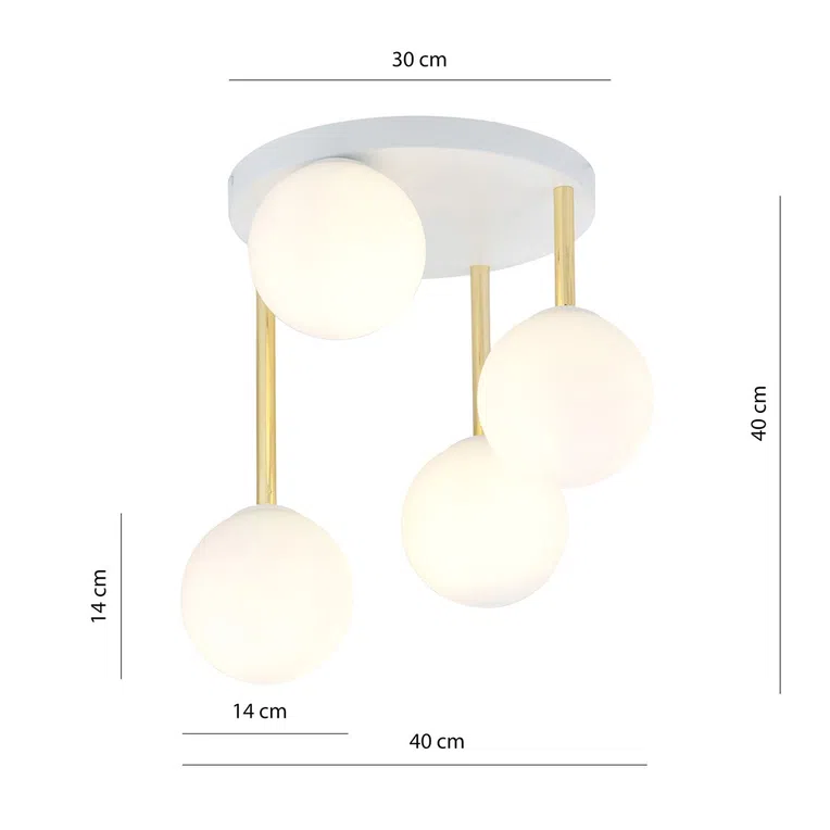 Lampa Sufitowa Dolce 4 1261/4 4Xe14 biała/złota