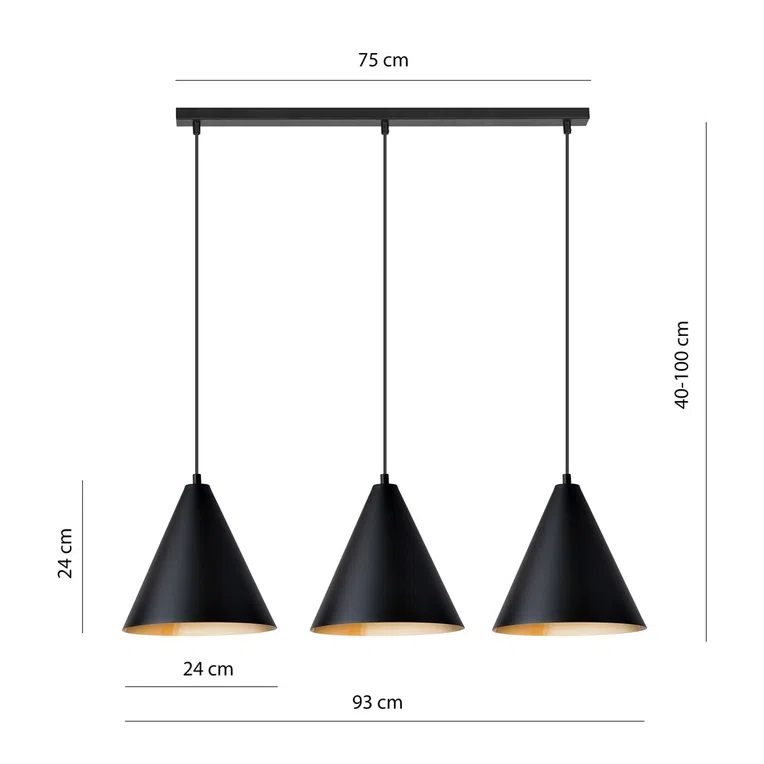 Lampa wisząca rebel 3 black/gold 6550 czarny/złoty