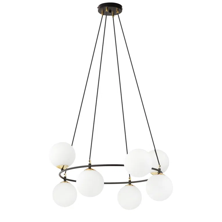 Lampa wisząca azura 8 bl opal 6598 czarny/złoty