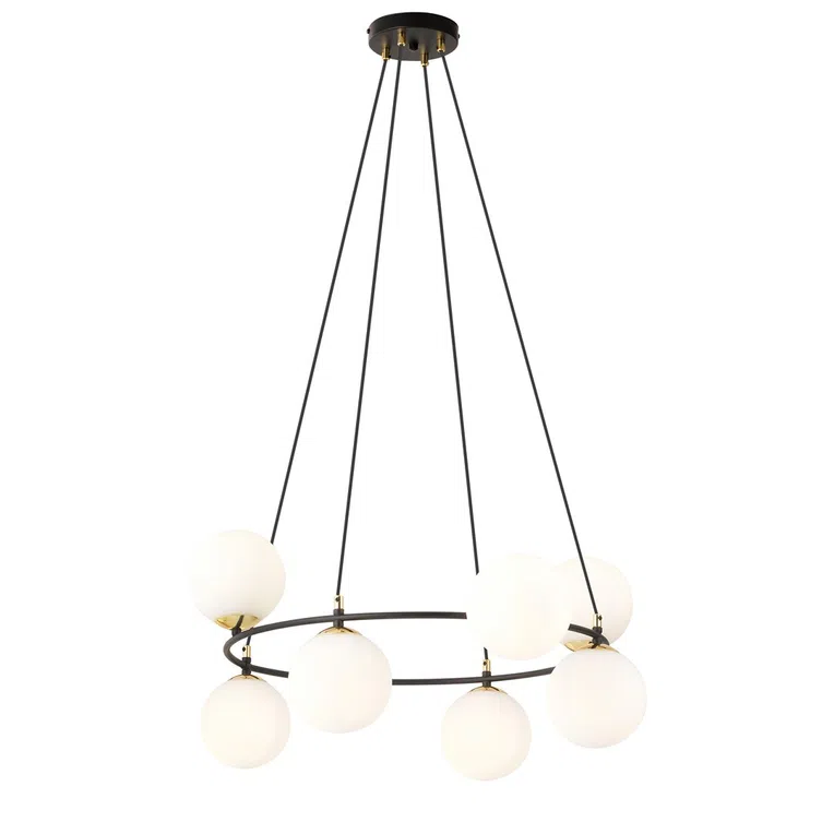 Lampa wisząca azura 8 bl opal 6598 czarny/złoty