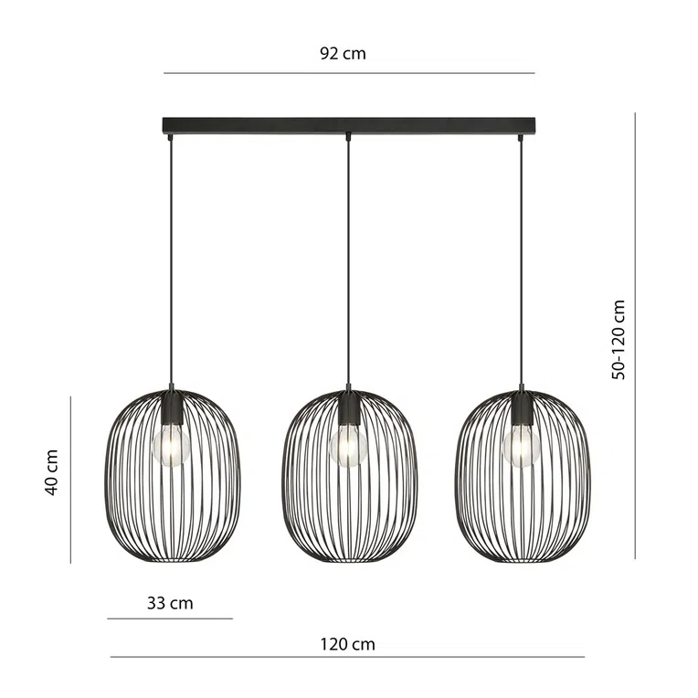 Lampa wisząca onyx 3 bl 6612 czarny