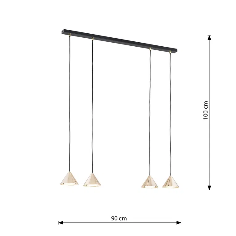 Lampa wisząca elit 4 bl gold 6882 czarny/złoty