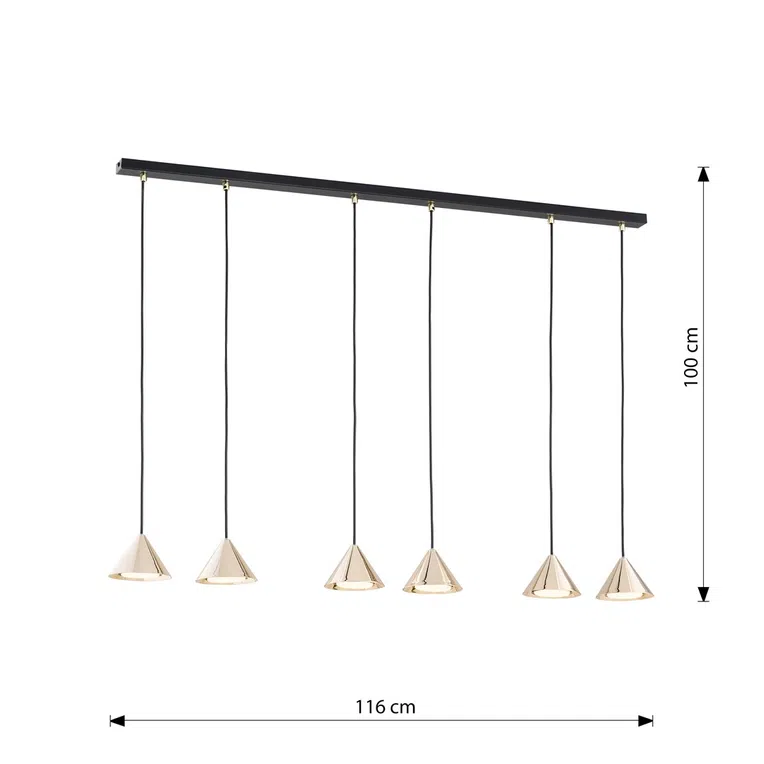 Lampa wisząca elit 6 bl gold 6883 czarny/złoty