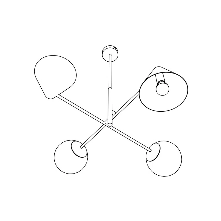 Lampa Sufitowa Hermes 4 Black 7062 Czarna