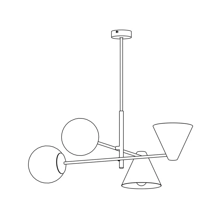 Lampa Sufitowa Hermes 4 Black 7062 Czarna