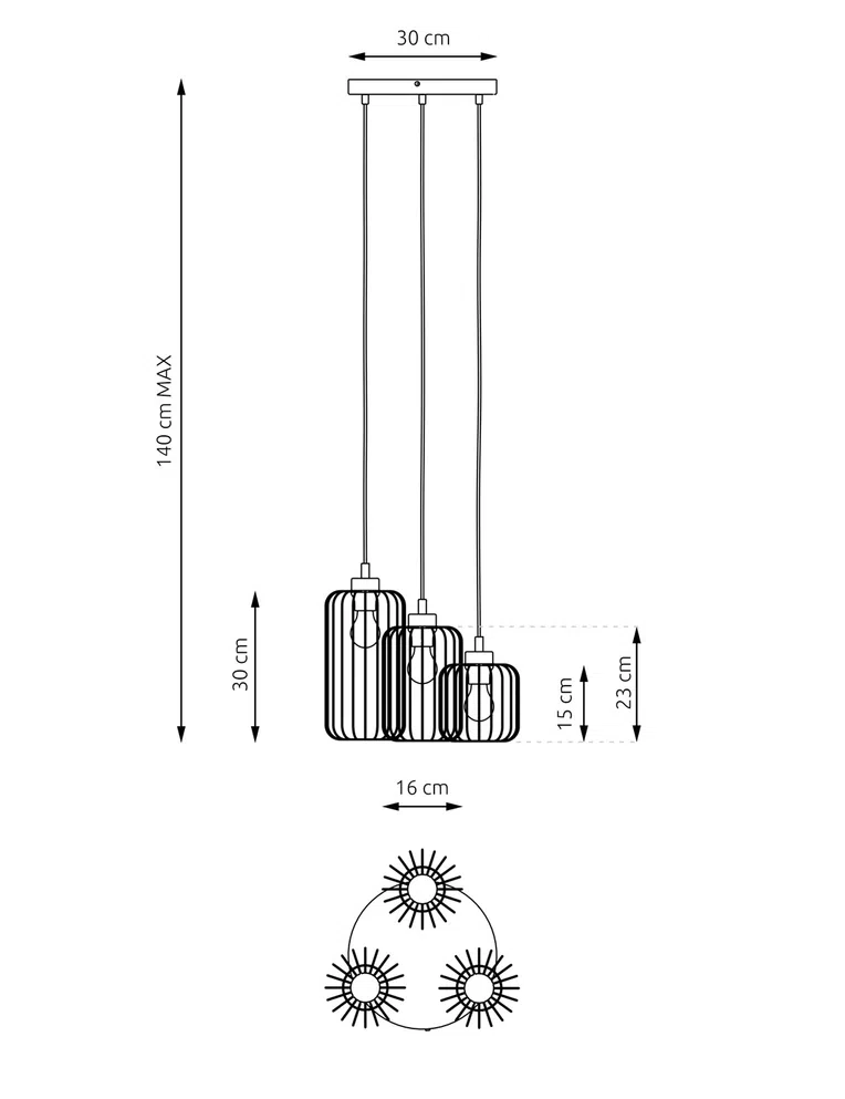 Lampa wisząca Vander 3prem bl gold czarny/złoty 3xE27