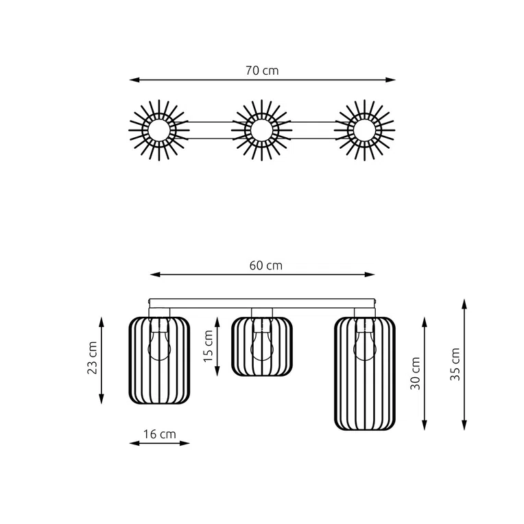 Lampa sufitowa Barn 3 bl czarny 3xE27