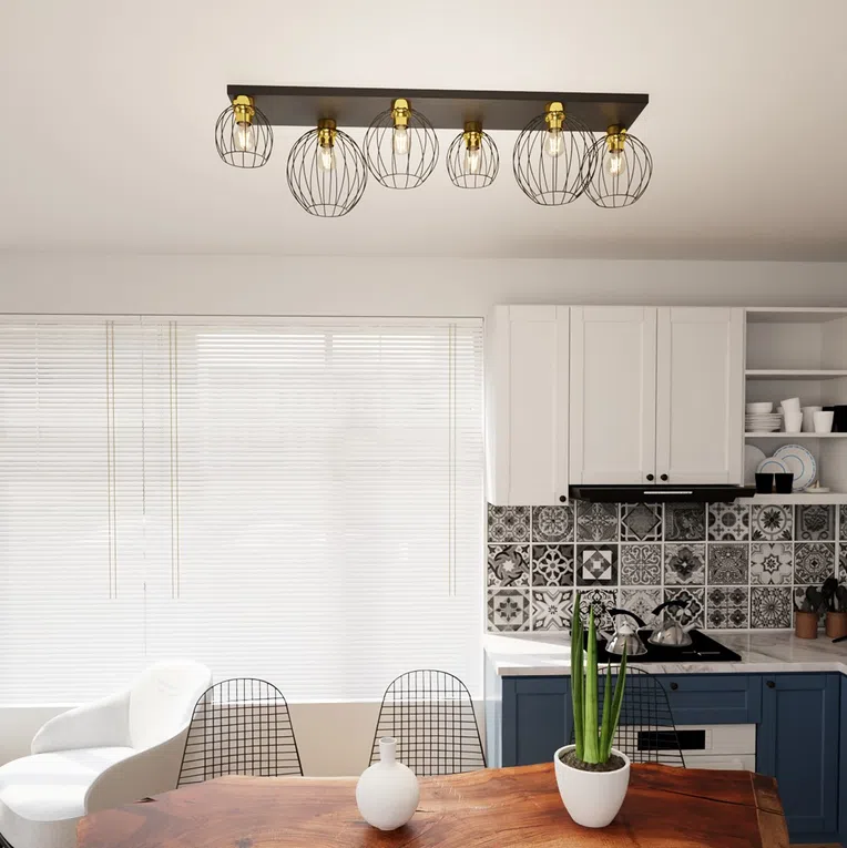 Lampa sufitowa Nest 6 bl gold czarny/złoty 6xE27