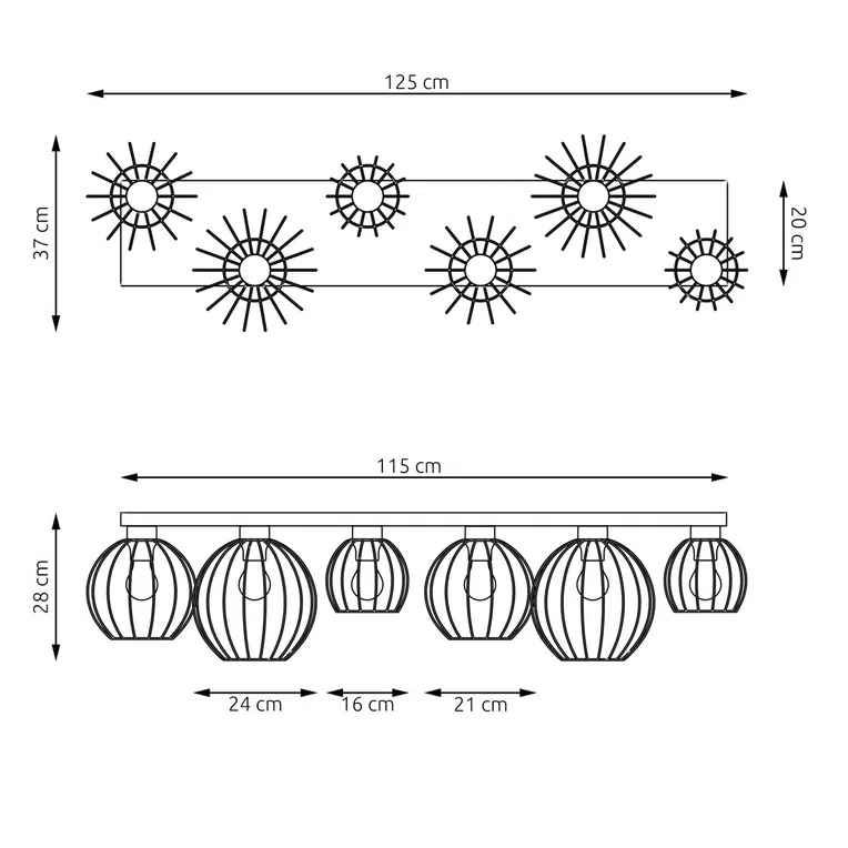 Lampa sufitowa Nest 6 bl gold czarny/złoty 6xE27