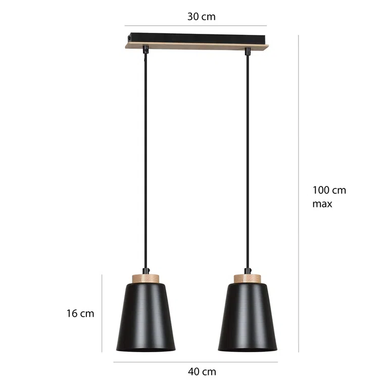 Lampa Wisząca Bolero 2442/2 2Xe27 czarna