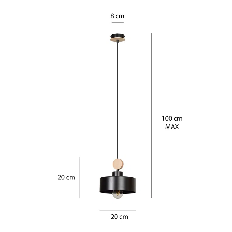 Lampa Wisząca Tuniso 1582/1 1Xe27 czarna