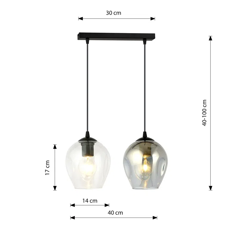 Lampa Wisząca Istar 2 Bl Mix 682/2 2Xe27 transparentna/grafitowa
