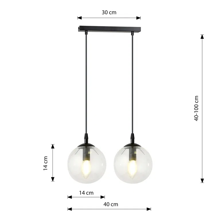 Lampa Wisząca Cosmo 2 Bl711/2 2Xe14 transparentna