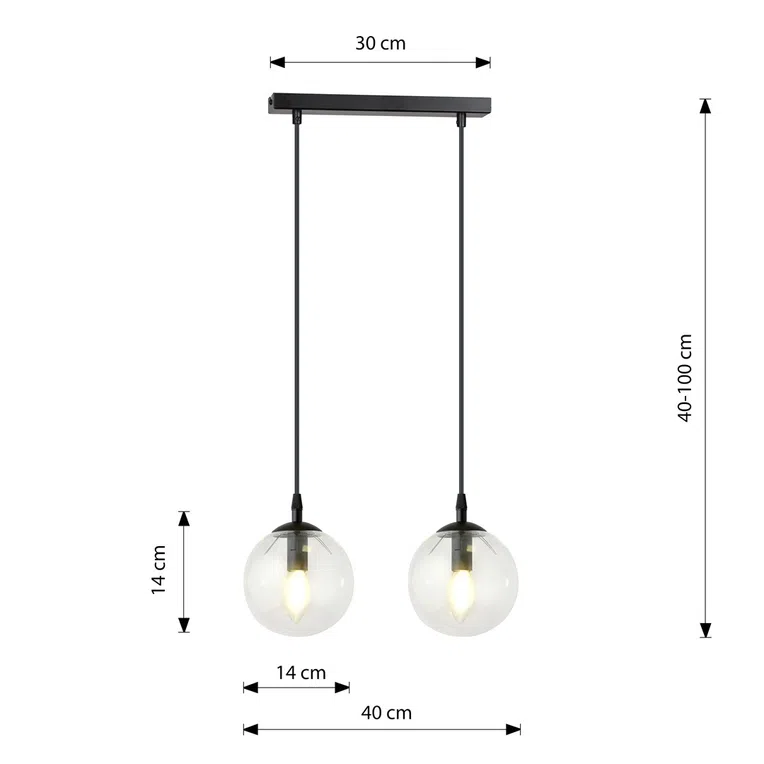 Lampa Wisząca Cosmo 2 Bl711/2 2Xe14 transparentna