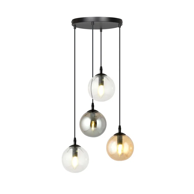 Lampa Wisząca Cosmo 4 Bl Premium Mix 714/4Prem 4Xe14 transparentna/grafitowa/miodowa