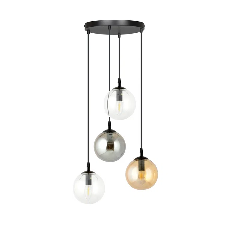 Lampa Wisząca Cosmo 4 Bl Premium Mix 714/4Prem 4Xe14 transparentna/grafitowa/miodowa