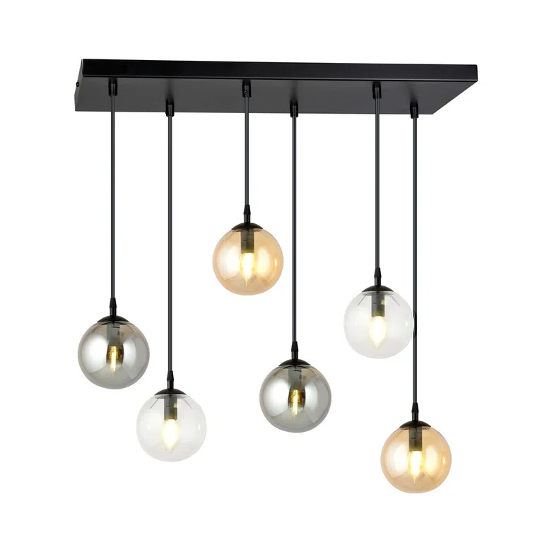 Lampa Wisząca Cosmo 6 Bl Mix1 714/6M1 6Xe14 transparentna/grafitowa/miodowa