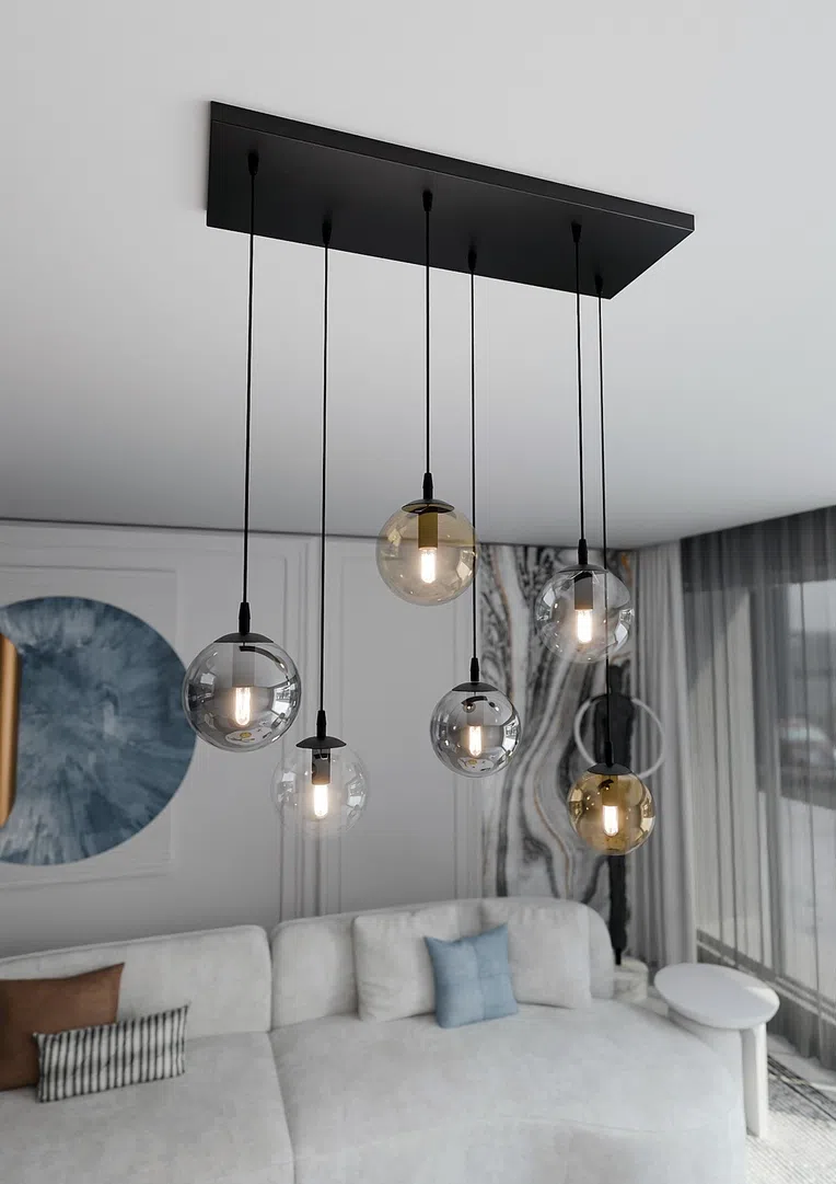 Lampa Wisząca Cosmo 6 Bl Mix1 714/6M1 6Xe14 transparentna/grafitowa/miodowa