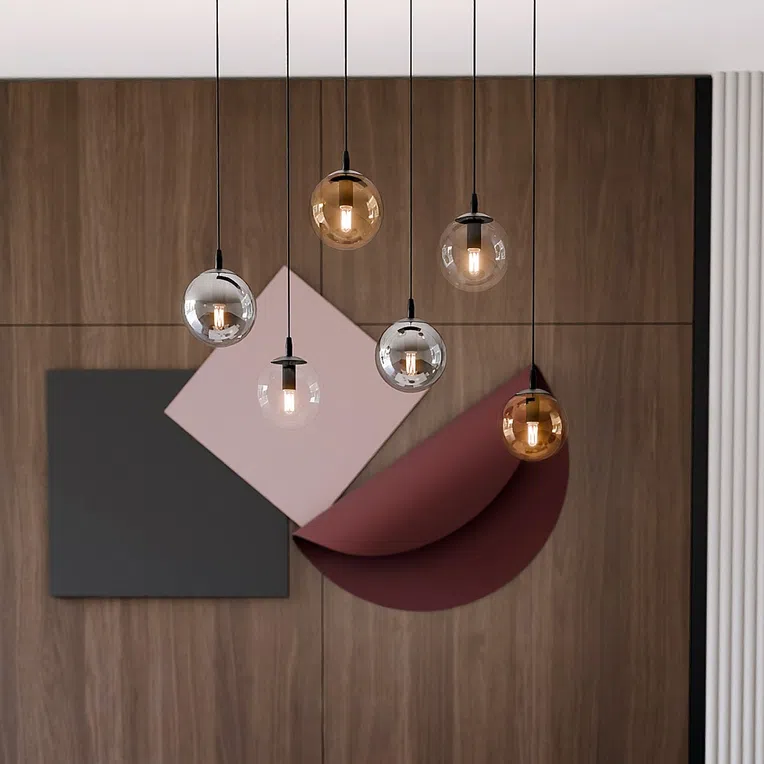 Lampa Wisząca Cosmo 6 Bl Mix1 714/6M1 6Xe14 transparentna/grafitowa/miodowa