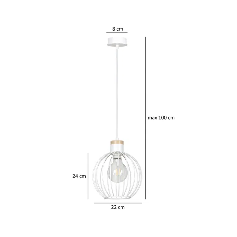 Lampa Wisząca Barbado 1 755/1 1Xe27 biała