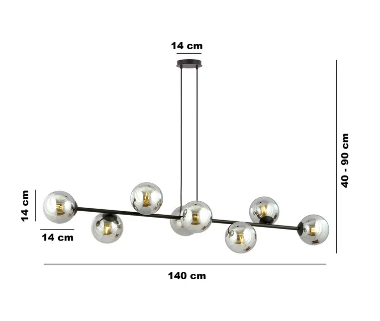 Lampa Wisząca Rossi 8 Bl875/8 8Xe14 grafitowa